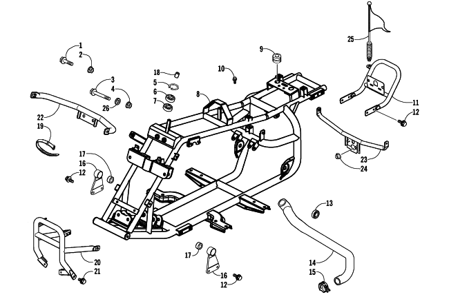Parts Diagram for Arctic Cat 2008 90 DVX ATV FRAME AND RELATED PARTS ASSEMBLY