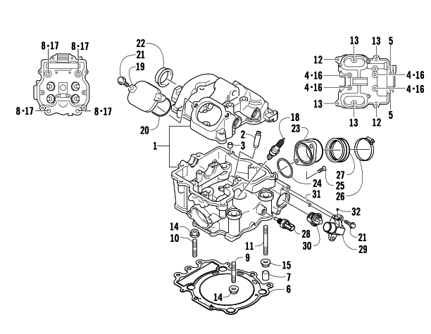 Parts Diagram for Arctic Cat 2008 700 H1 EFI 4X4 AUTOMATIC FIS ATV CYLINDER HEAD ASSEMBLY