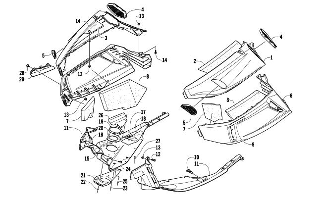 Parts Diagram for Arctic Cat 2008 F8 EFI SNO PRO LIMITED EDITION SNOWMOBILE SKID PLATE AND SIDE PANEL ASSEMBLY