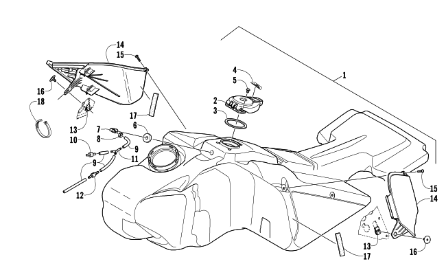 Parts Diagram for Arctic Cat 2008 F570 SNOWMOBILE GAS TANK ASSEMBLY