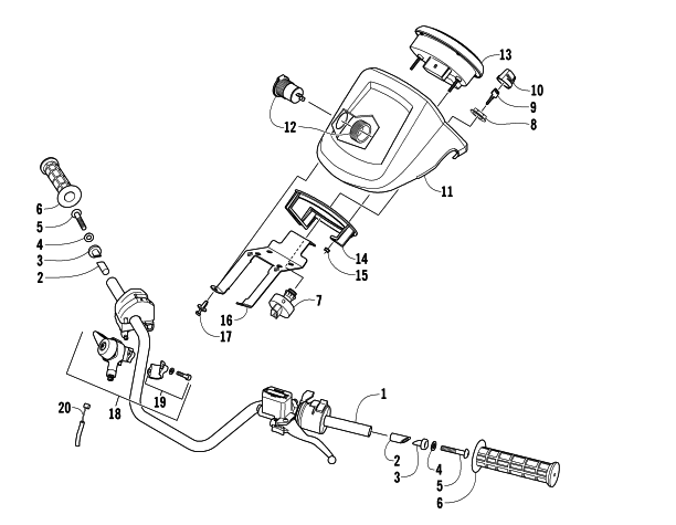 Parts Diagram for Arctic Cat 2008 650 H1 AUTOMATIC TRANSMISSION 4X4 FIS ATV HANDLEBAR ASSEMBLY