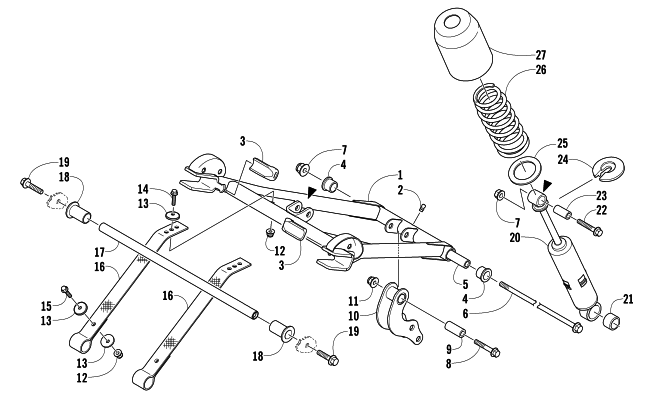 Parts Diagram for Arctic Cat 2010 F5 LXR (S2010F5CLXUSG) SNOWMOBILE REAR SUSPENSION FRONT ARM ASSEMBLY