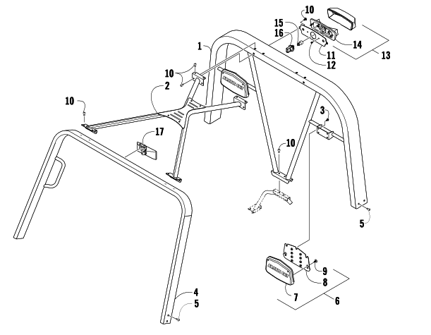 Parts Diagram for Arctic Cat 2008 PROWLER XTX 700 H1 AUTOMATIC 4X4 ATV CANOPY AND TAILLIGHT ASSEMBLY