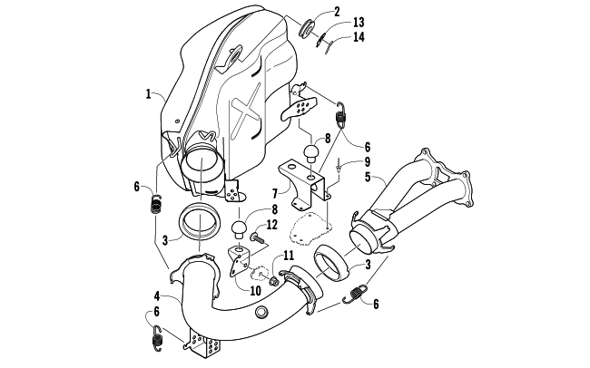 Parts Diagram for Arctic Cat 2008 TZ1 TOURING SNOWMOBILE EXHAUST ASSEMBLY