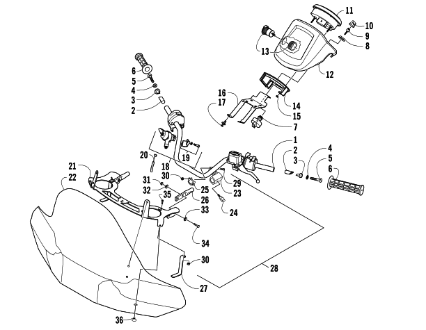 Parts Diagram for Arctic Cat 2008 700 EFI AUTOMATIC TRANSMISSION 4X4 TRV LE ATV HANDLEBAR AND WINDSHIELD ASSEMBLY