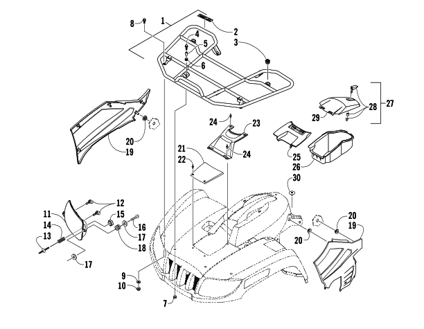 Parts Diagram for Arctic Cat 2008 700 EFI AUTOMATIC TRANSMISSION 4X4 TRV CRUISER ATV FRONT RACK AND HEADLIGHT ASSEMBLIES