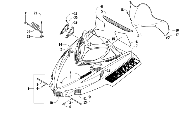 Parts Diagram for Arctic Cat 2008 M8 EFI 153 SNO PRO LIMITED EDITION SNOWMOBILE HOOD AND WINDSHIELD ASSEMBLY