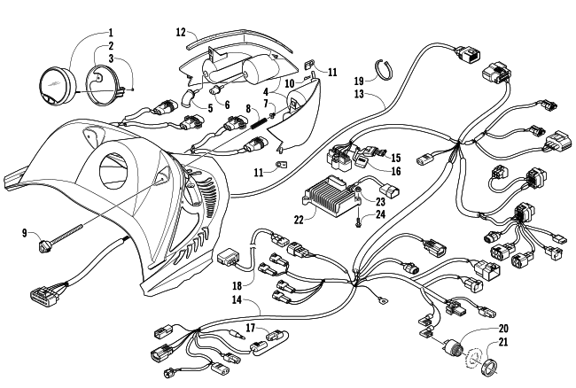 Parts Diagram for Arctic Cat 2008 M8 EFI 162 SNOWMOBILE HEADLIGHT, INSTRUMENTS, AND WIRING ASSEMBLIES