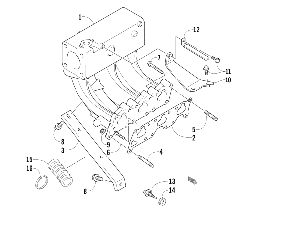 Parts Diagram for Arctic Cat 2008 BEARCAT WIDE TRACK SNOWMOBILE INTAKE MANIFOLD ASSEMBLY
