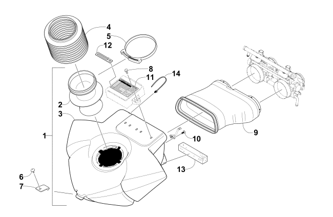 Parts Diagram for Arctic Cat 2008 M1000 EFI 153 SNOWMOBILE AIR SILENCER ASSEMBLY