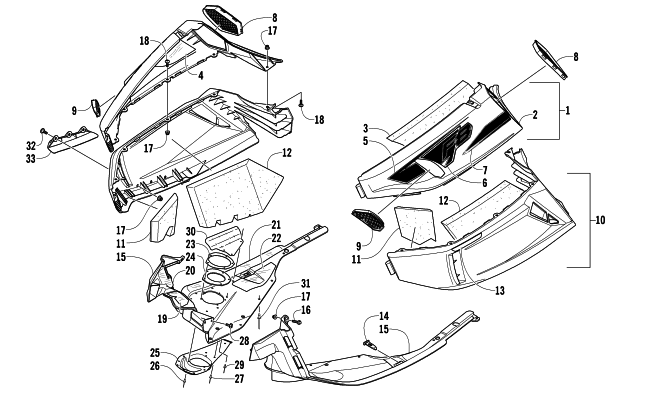 Parts Diagram for Arctic Cat 2008 F8 EFI SNOWMOBILE SKID PLATE AND SIDE PANEL ASSEMBLY