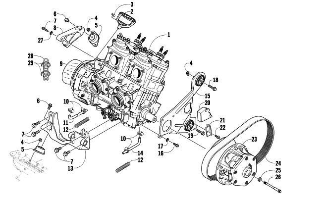 Parts Diagram for Arctic Cat 2009 F8 EFI LXR SNOWMOBILE ENGINE AND RELATED PARTS