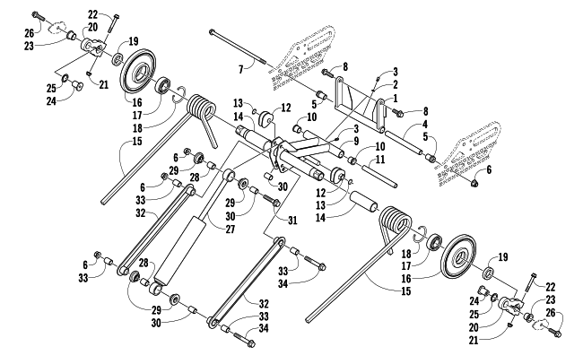 Parts Diagram for Arctic Cat 2010 BEARCAT 570 LONG TRACK SNOWMOBILE REAR SUSPENSION REAR ARM ASSEMBLY