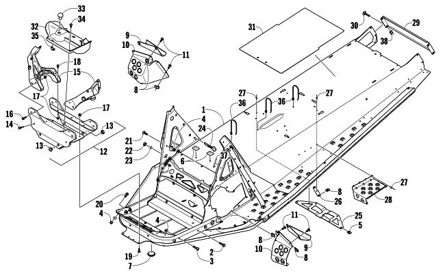 Parts Diagram for Arctic Cat 2008 T570 SNOWMOBILE CHASSIS ASSEMBLY
