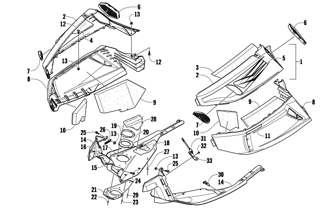 Parts Diagram for Arctic Cat 2008 TZ1 TOURING LXR SNOWMOBILE SKID PLATE AND SIDE PANEL ASSEMBLY