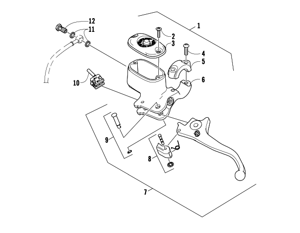 Parts Diagram for Arctic Cat 2007 650 H1 AUTOMATIC TRANSMISSION 4X4 TRV ATV HYDRAULIC HAND BRAKE ASSEMBLY
