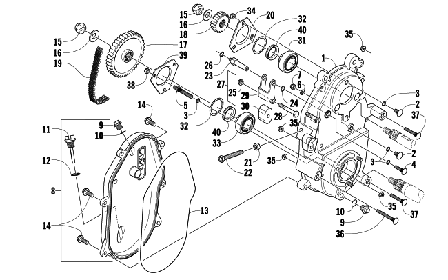Parts Diagram for Arctic Cat 2010 600 SNO PRO CROSS COUNTRY SNOWMOBILE DRIVE/DROPCASE ASSEMBLY