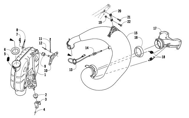 Parts Diagram for Arctic Cat 2008 AC 600 SNO PRO SNOWMOBILE EXHAUST ASSEMBLY