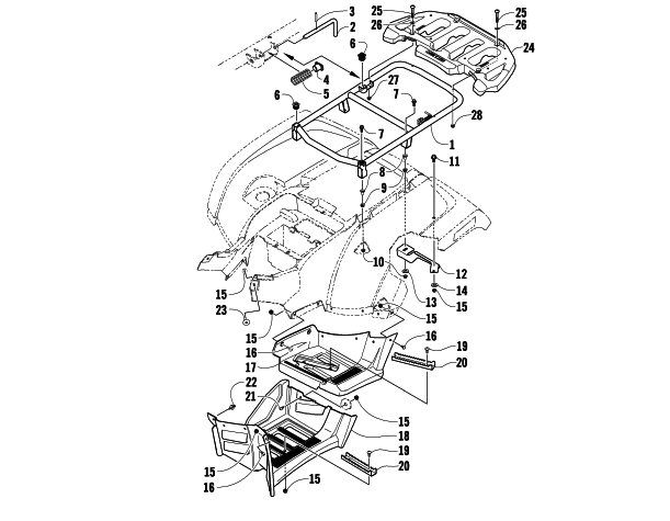 Parts Diagram for Arctic Cat 2008 700 EFI AUTOMATIC TRANSMISSION 4X4 TRV CRUISER ATV REAR RACK AND FOOTWELL ASSEMBLIES