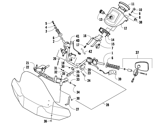 Parts Diagram for Arctic Cat 2008 700 EFI AUTOMATIC TRANSMISSION 4X4 TRV CRUISER ATV HANDLEBAR AND WINDSHIELD ASSEMBLY