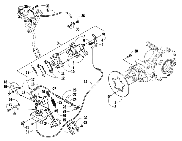 Parts Diagram for Arctic Cat 2008 PROWLER XTX 700 H1 AUTOMATIC 4X4 ATV REAR AND PARKING BRAKE ASSEMBLY
