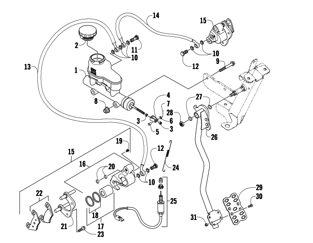 Parts Diagram for Arctic Cat 2009 PROWLER 550 4X4 FLATBED ATV FRONT BRAKE ASSEMBLY