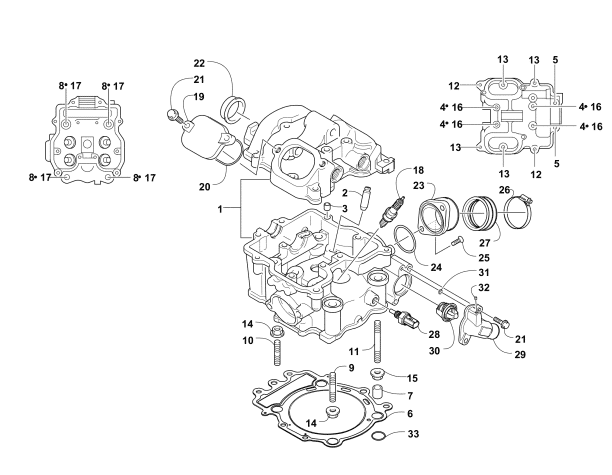 Parts Diagram for Arctic Cat 2008 PROWLER XTX 700 H1 AUTOMATIC 4X4 ATV CYLINDER HEAD ASSEMBLY