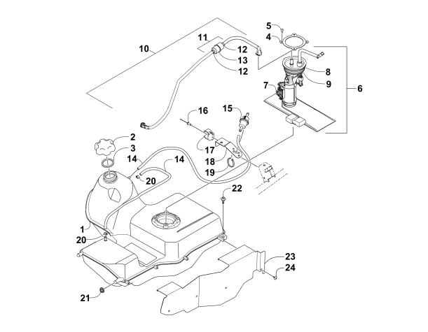 Parts Diagram for Arctic Cat 2008 700 EFI AUTOMATIC TRANSMISSION 4X4 TRV CRUISER ATV GAS TANK ASSEMBLY