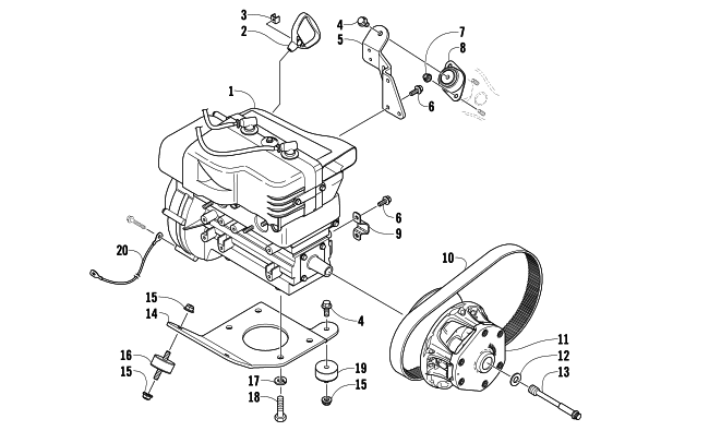 Parts Diagram for Arctic Cat 2009 F570 SNOWMOBILE ENGINE AND RELATED PARTS