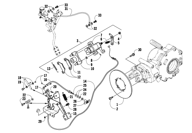 Parts Diagram for Arctic Cat 2009 PROWLER 650 XT AUTOMATIC 4X4 ATV REAR AND PARKING BRAKE ASSEMBLY