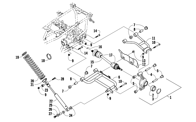 Parts Diagram for Arctic Cat 2009 550 H1 EFI 4X4 AUTOMATIC ATV REAR SUSPENSION ASSEMBLY