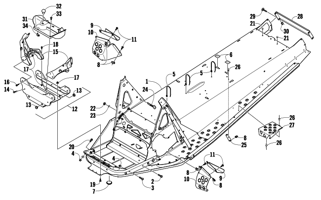 Parts Diagram for Arctic Cat 2009 T570 TOURING SNOWMOBILE CHASSIS ASSEMBLY