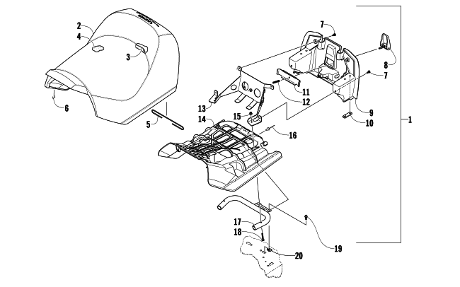 Parts Diagram for Arctic Cat 2010 BEARCAT 570 SNOWMOBILE FRONT SEAT ASSEMBLY