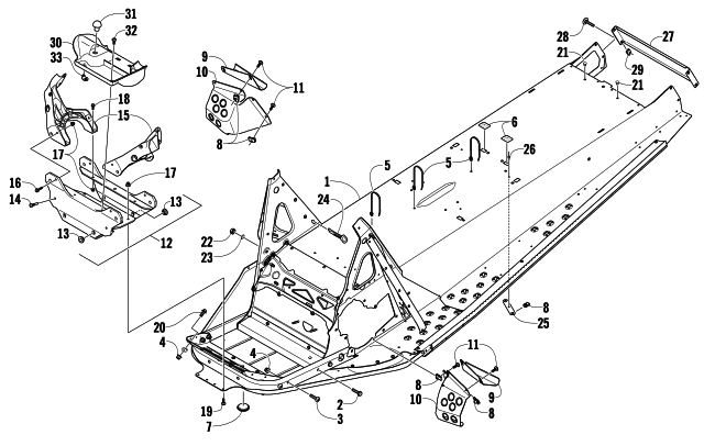 Parts Diagram for Arctic Cat 2009 BEARCAT 570 SNOWMOBILE CHASSIS ASSEMBLY