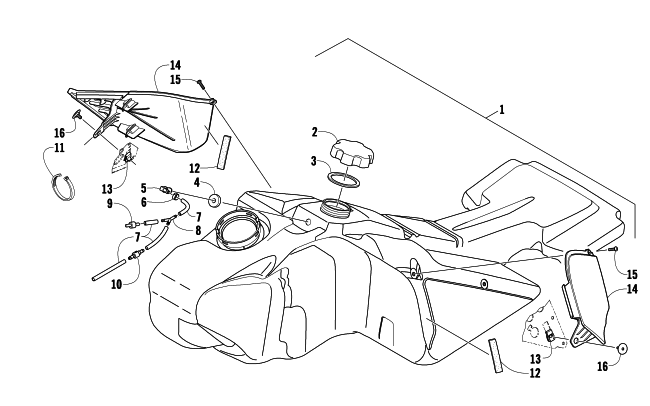 Parts Diagram for Arctic Cat 2009 F570 SNOWMOBILE GAS TANK ASSEMBLY