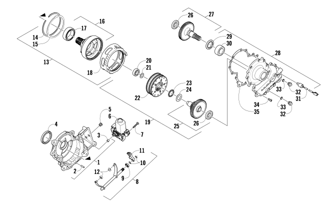 Parts Diagram for Arctic Cat 2009 Z1 TURBO SNOWMOBILE GEARCASE ASSEMBLY