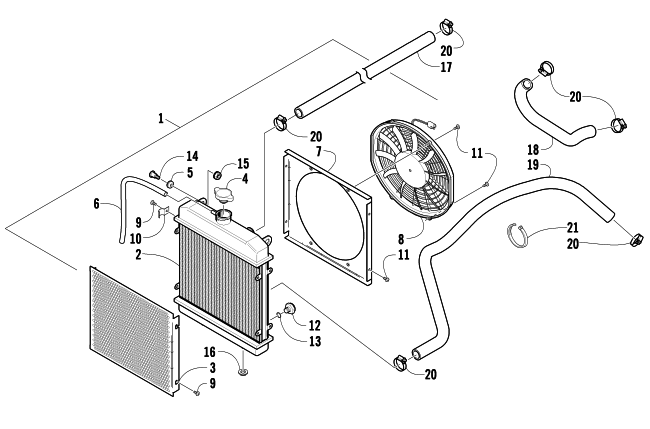 Parts Diagram for Arctic Cat 2009 550 TRV ATV COOLING ASSEMBLY