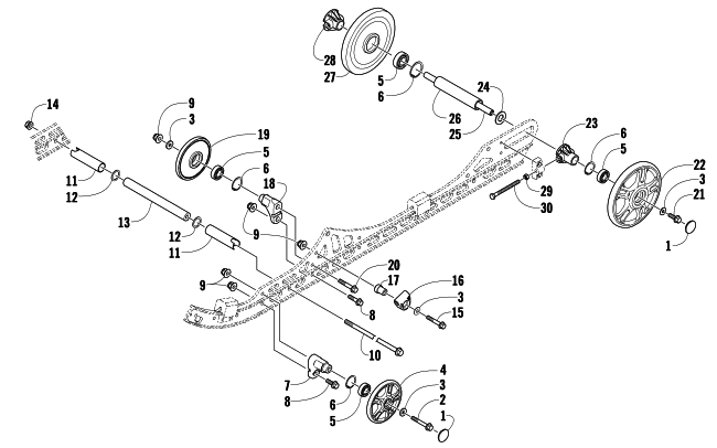 Parts Diagram for Arctic Cat 2009 Z1 1100 EFI SNOWMOBILE IDLER WHEEL ASSEMBLY