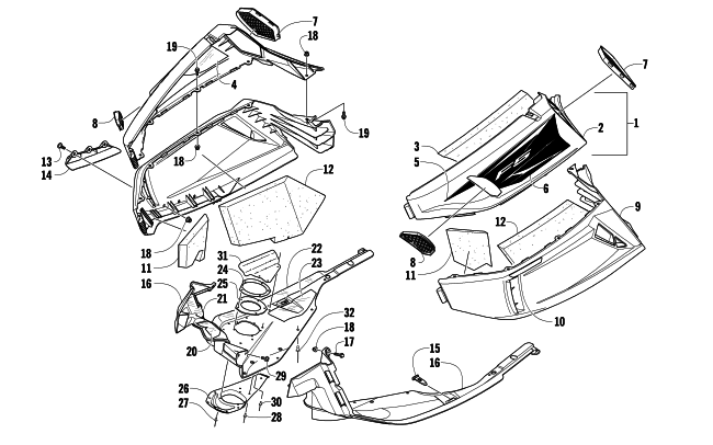 Parts Diagram for Arctic Cat 2009 F5 EFI SNOWMOBILE SKID PLATE AND SIDE PANEL ASSEMBLY