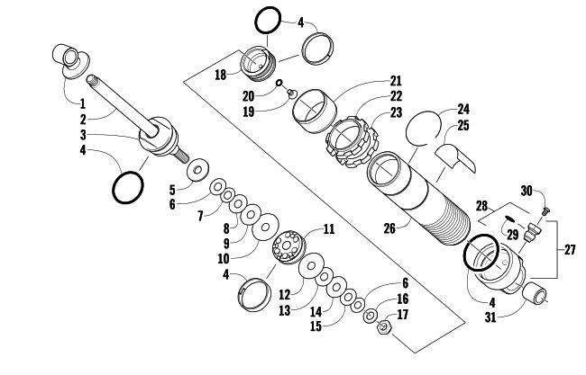 Parts Diagram for Arctic Cat 2009 CF8 SNO PRO SNOWMOBILE REAR SUSPENSION FRONT ARM SHOCK ABSORBER