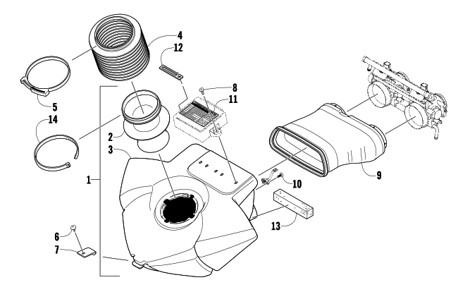 Parts Diagram for Arctic Cat 2009 M1000 153 SNOWMOBILE AIR SILENCER ASSEMBLY