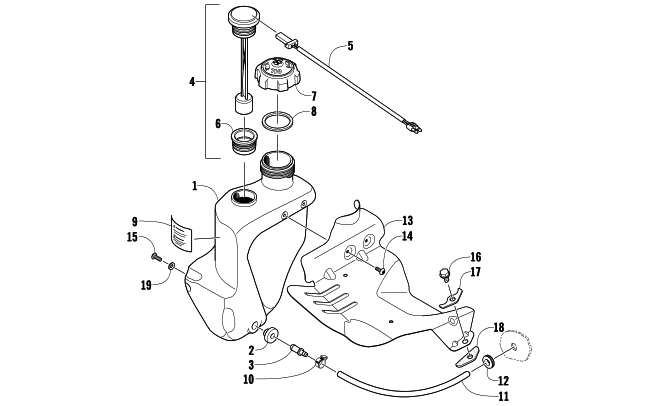Parts Diagram for Arctic Cat 2009 CF1000 SNOWMOBILE OIL TANK ASSEMBLY
