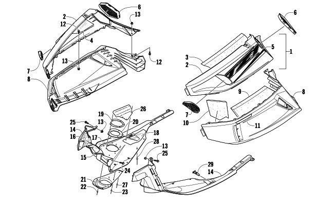Parts Diagram for Arctic Cat 2009 TZ1 PARK SNOWMOBILE SKID PLATE AND SIDE PANEL ASSEMBLY