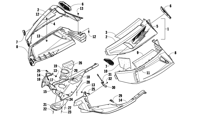 Parts Diagram for Arctic Cat 2009 TZ1 TOURING LXR SNOWMOBILE SKID PLATE AND SIDE PANEL ASSEMBLY