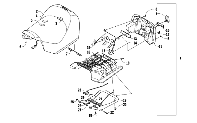 Parts Diagram for Arctic Cat 2009 TZ1 TURBO LXR SNOWMOBILE FRONT SEAT ASSEMBLY