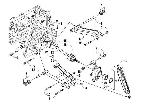 Parts Diagram for Arctic Cat 2009 366 4X4 AUTOMATIC ATV REAR SUSPENSION ASSEMBLY