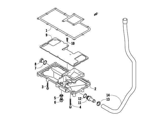 Parts Diagram for Arctic Cat 2012 F 1100 LXR SNOWMOBILE OIL PAN ASSEMBLY