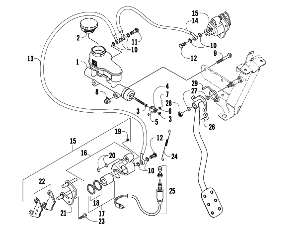 Parts Diagram for Arctic Cat 2009 PROWLER 650 XT AUTOMATIC 4X4 ATV HYDRAULIC BRAKE ASSEMBLY