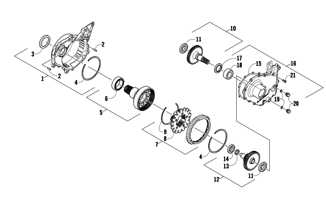 Parts Diagram for Arctic Cat 2011 CF8 SNOWMOBILE GEARCASE ASSEMBLY