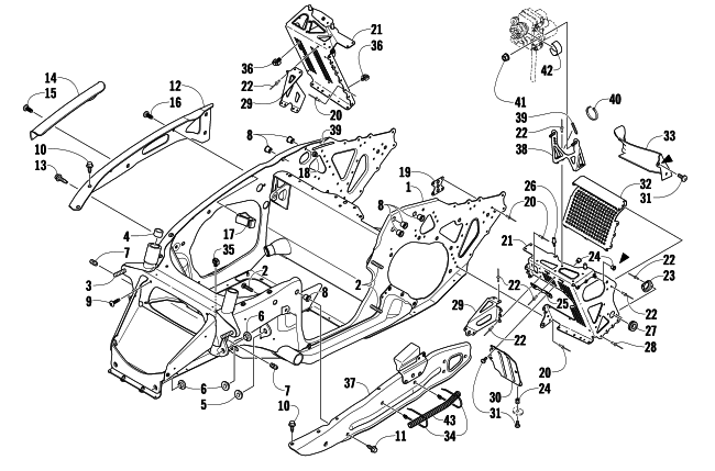 Parts Diagram for Arctic Cat 2011 CFR8 SNOWMOBILE FRONT FRAME AND FOOTREST ASSEMBLY